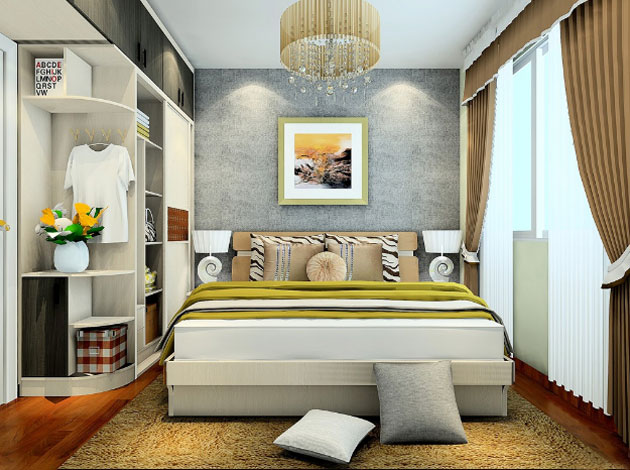 现代欧式卧室效果图 9㎡储物性强且舒适温馨